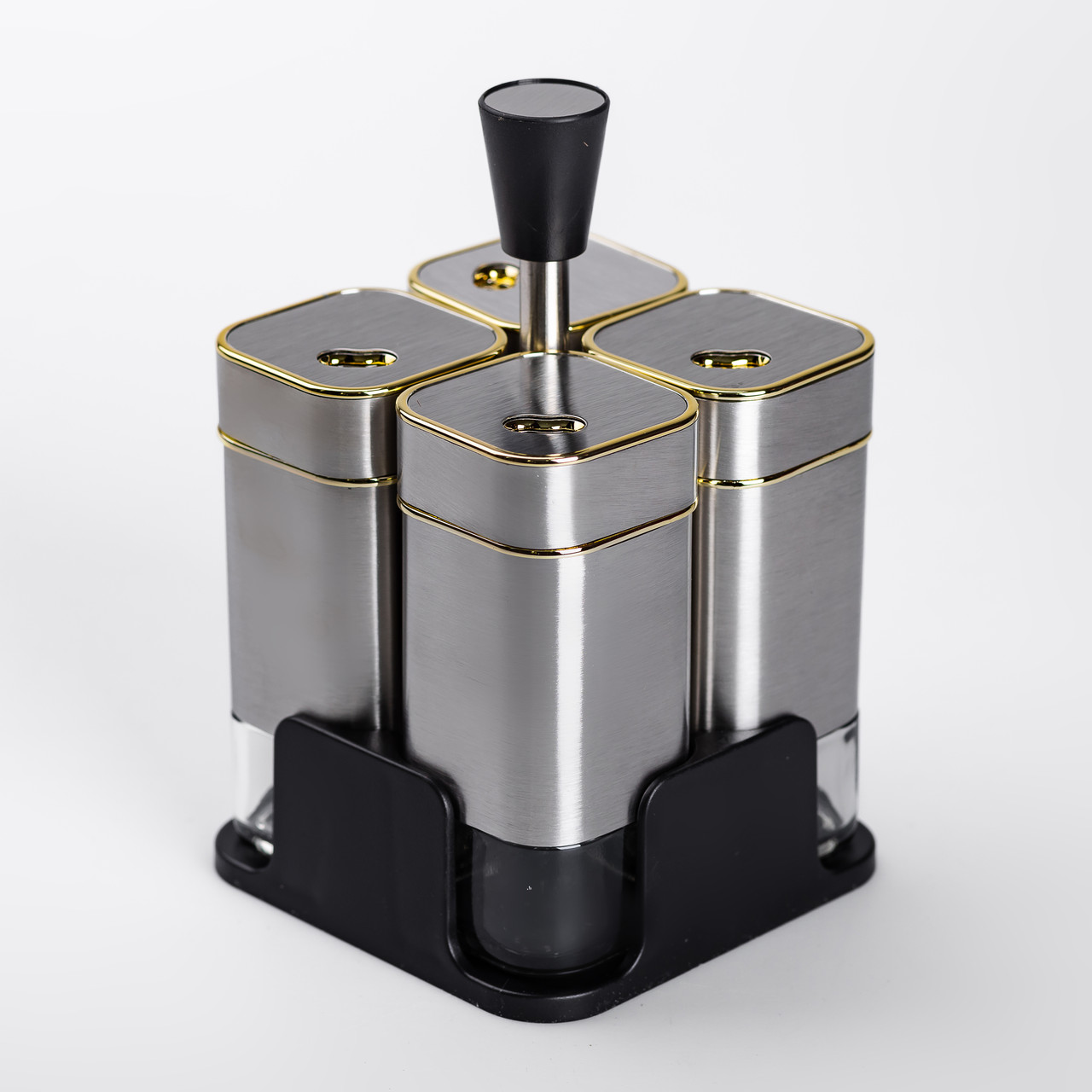 Набір ємностей для спецій 4 шт на підставці 120 мл Хром