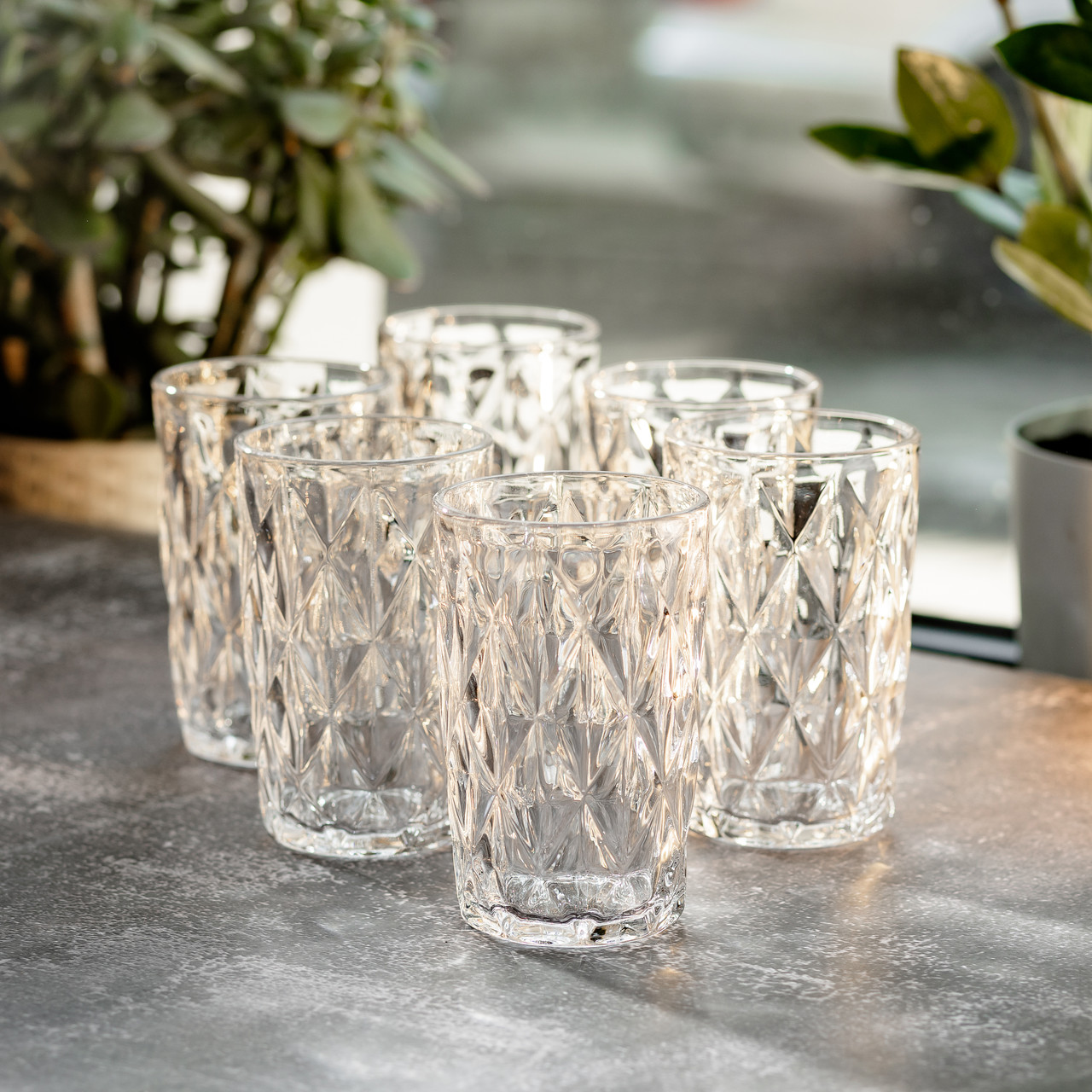 Набір фігурних склянок 6 шт. 300 мл скляні склянки для коктейлів, холодних напоїв