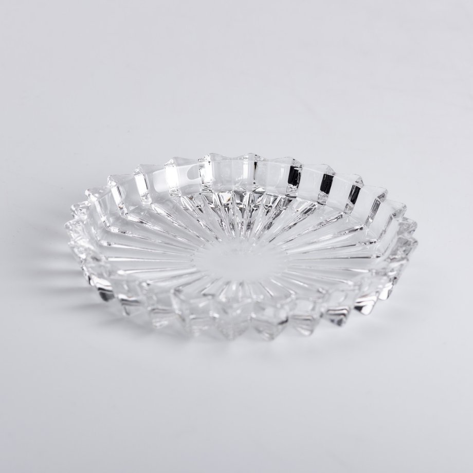 Набір із 6 тарілок для подачі по 12 см скляні прозорі круглі