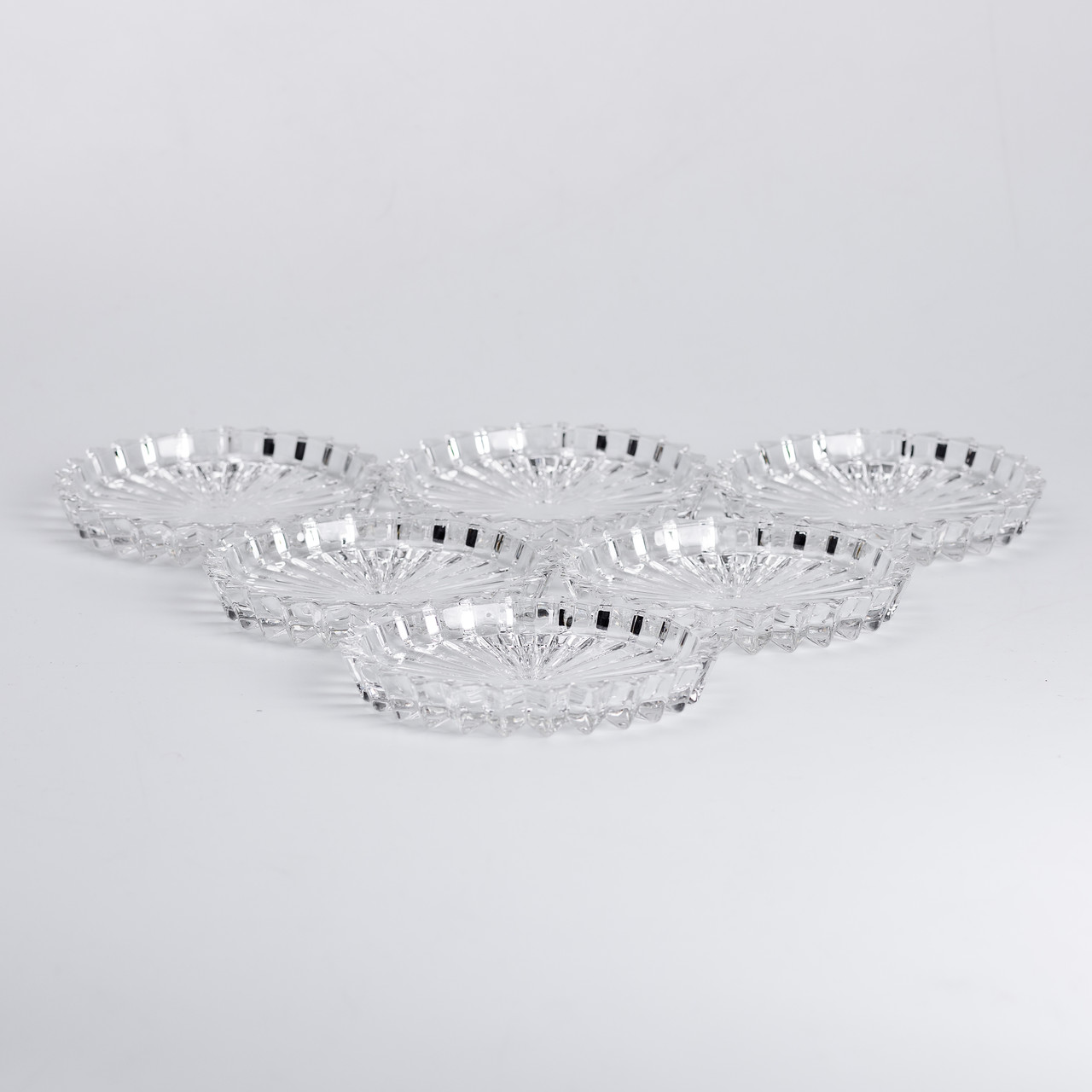 Набір із 6 тарілок для подачі по 12 см скляні прозорі круглі