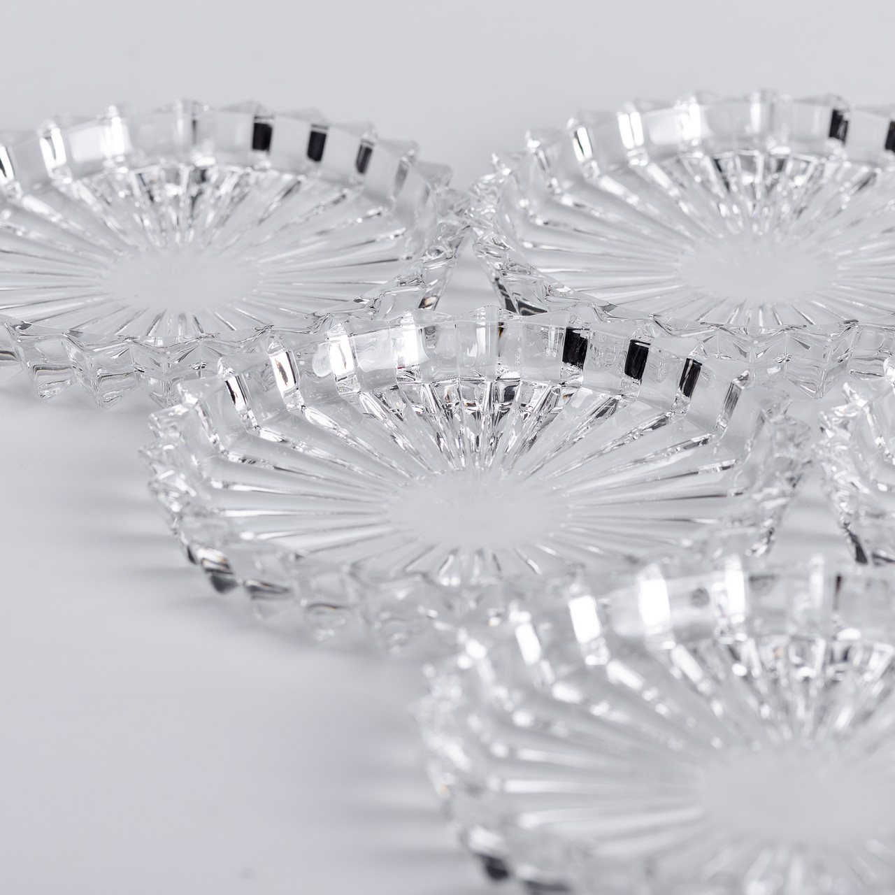 Набір із 6 тарілок для подачі по 12 см скляні прозорі круглі