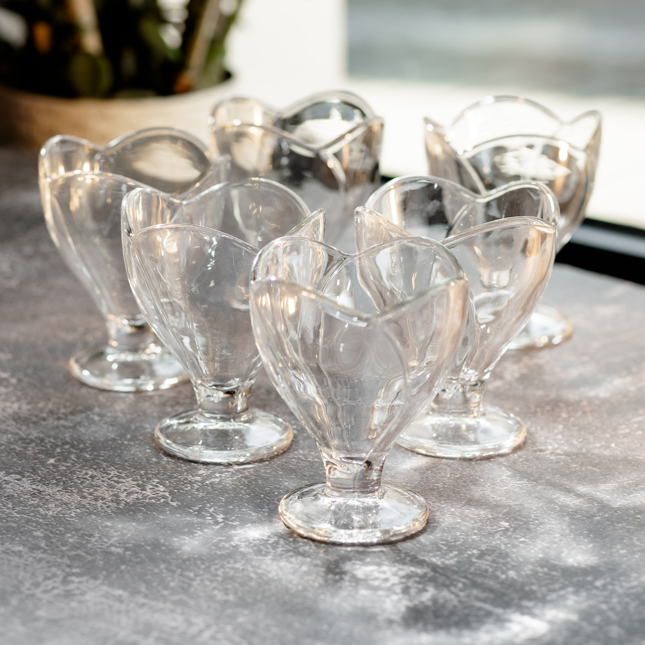 Набір креманок на ніжці 6 шт креманки скляні для десертів, морозива, желе набір 180 мл