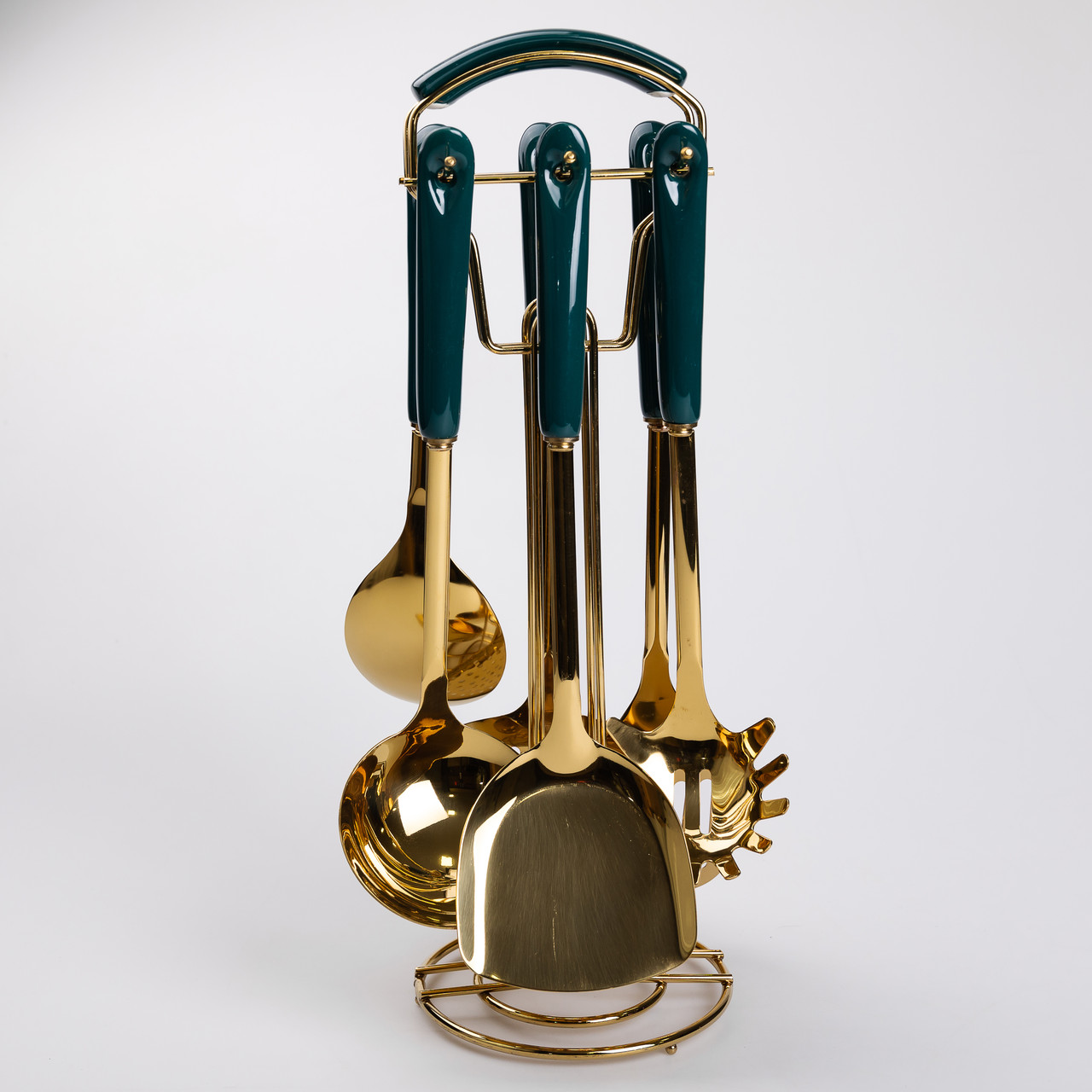 Набір кухонного приладдя на підставці 7 предметів кухонні аксесуари на підставці Смарагдовий