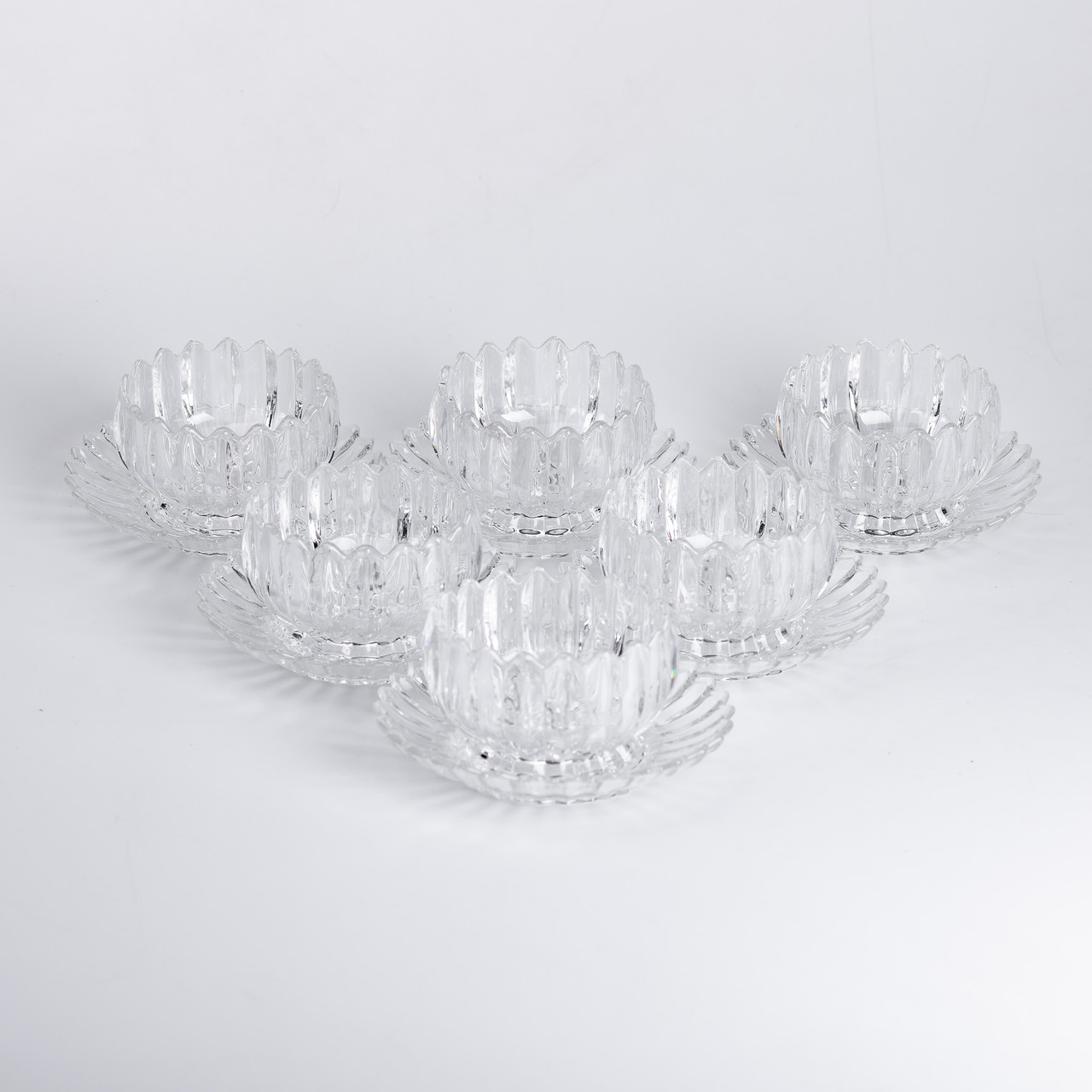 Набір піал із блюдцем 6 шт зі скла 300 мл для десертів