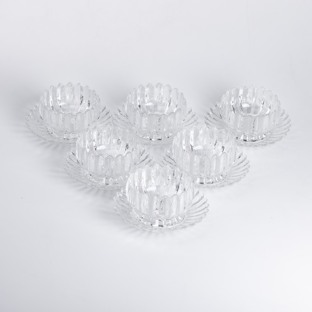 Набір піал із блюдцем 6 шт зі скла 300 мл для десертів