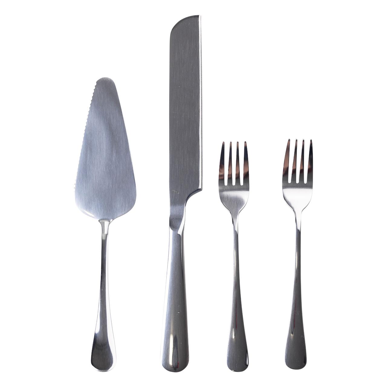 Набір приладів для подачі торта 4 предмети з нержавіючої сталі Сріблястий