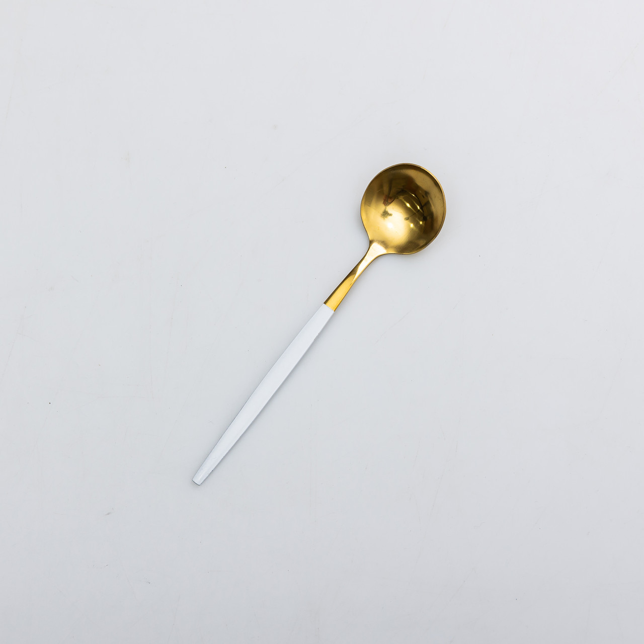 Набір столових ложок 6 штук ложки столові з нержавійки 21 см Білий із золотом