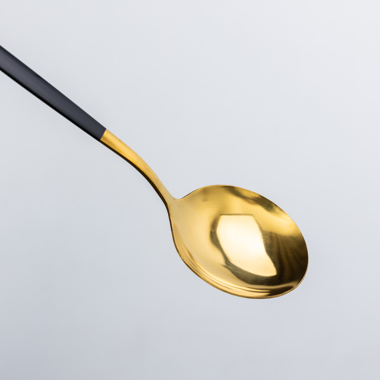 Набір столових ложок 6 штук ложки столові з нержавійки 21 см Чорний з золотом