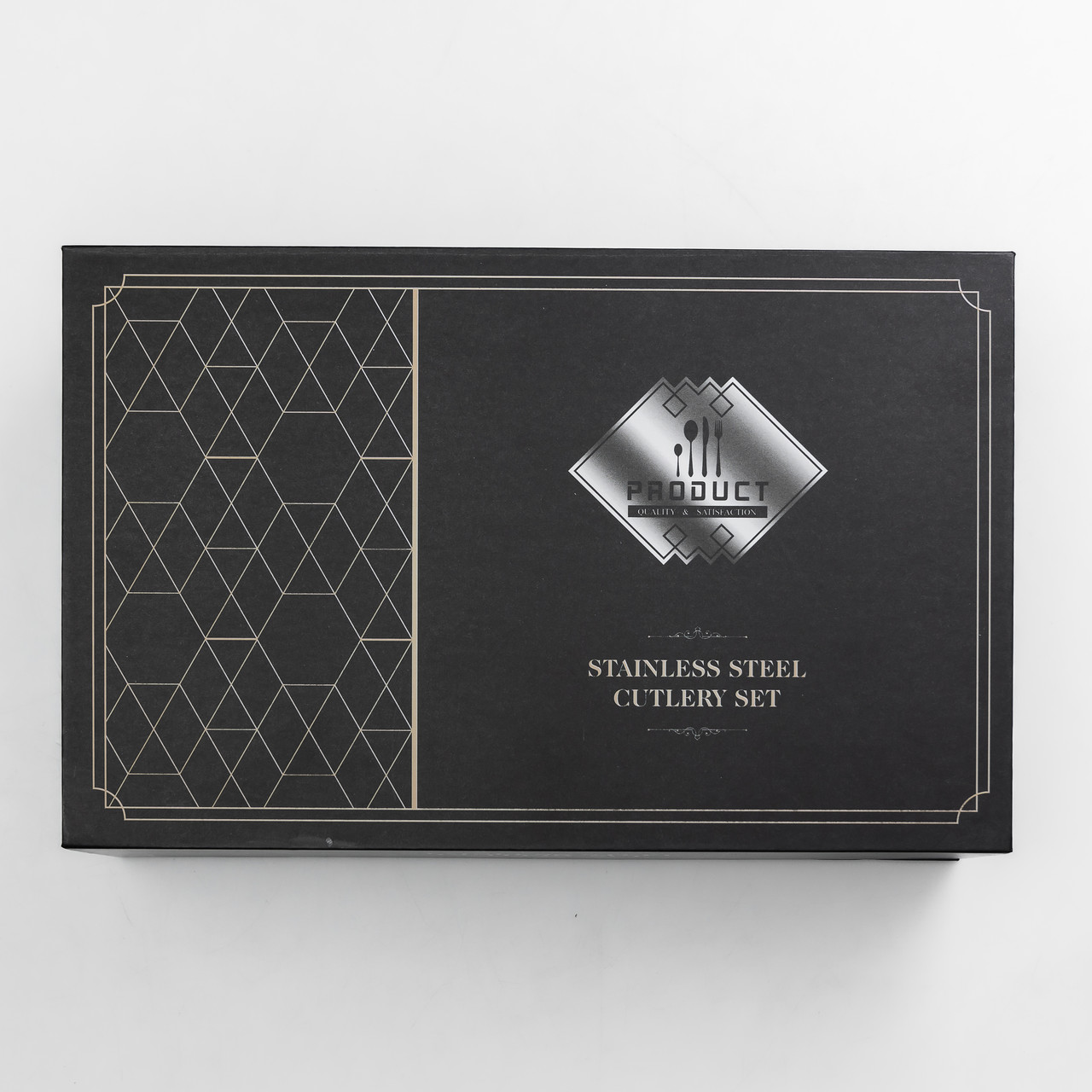 Набір столових приборів 24 предмети столовий набір на 6 персон Золотистий з чорним