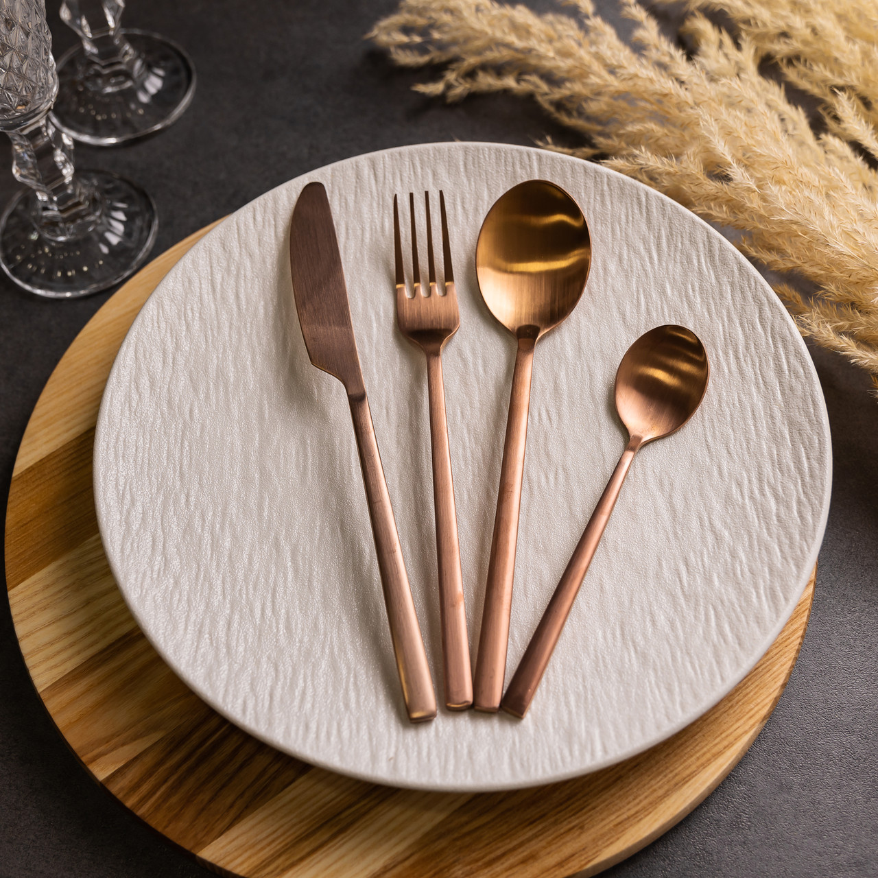 Набір столових приборів на 6 персон 24 предмети столовий набір приборів Бронзовий