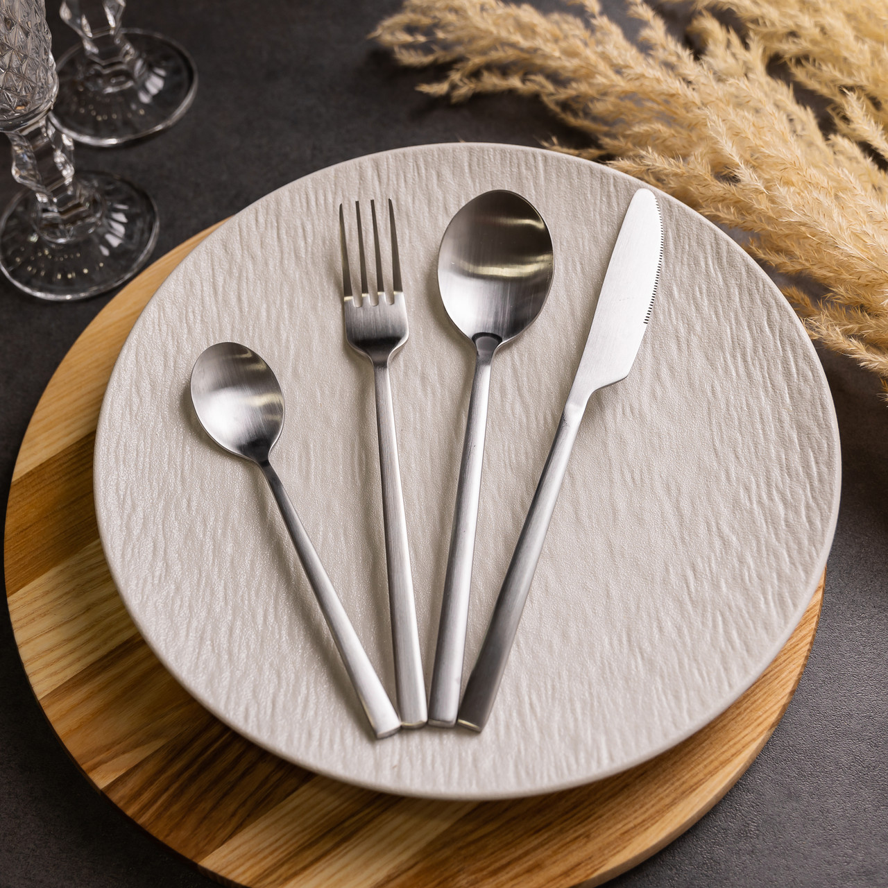 Набір столових приборів на 6 персон 24 предмети столовий набір приборів Сріблястий