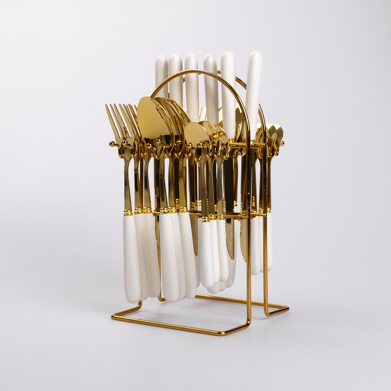 Набір столових приборів на підставці 24 предмети столовий набір на 6 персон Білий