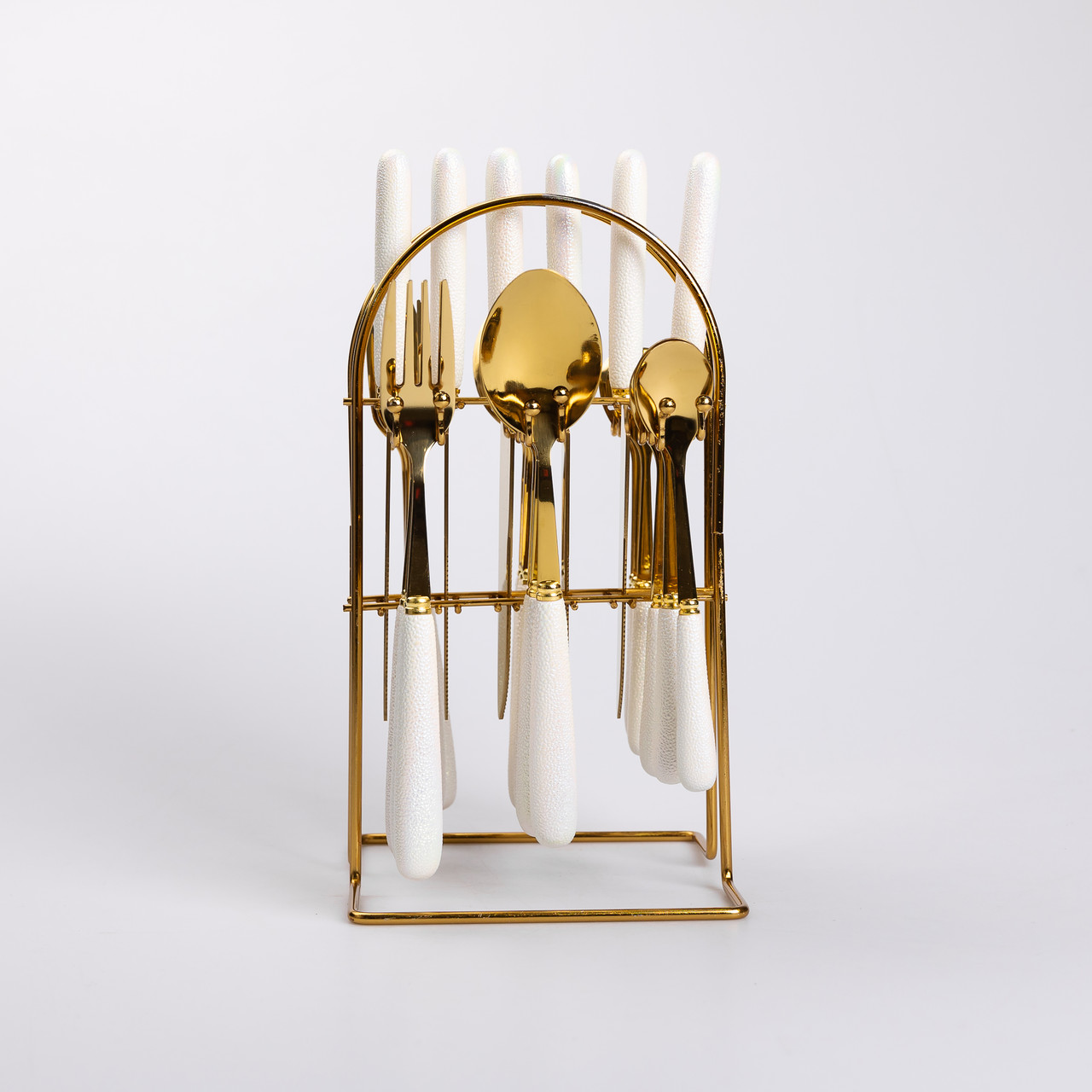 Набір столових приборів на підставці 24 предмети столовий набір на 6 персон Білий