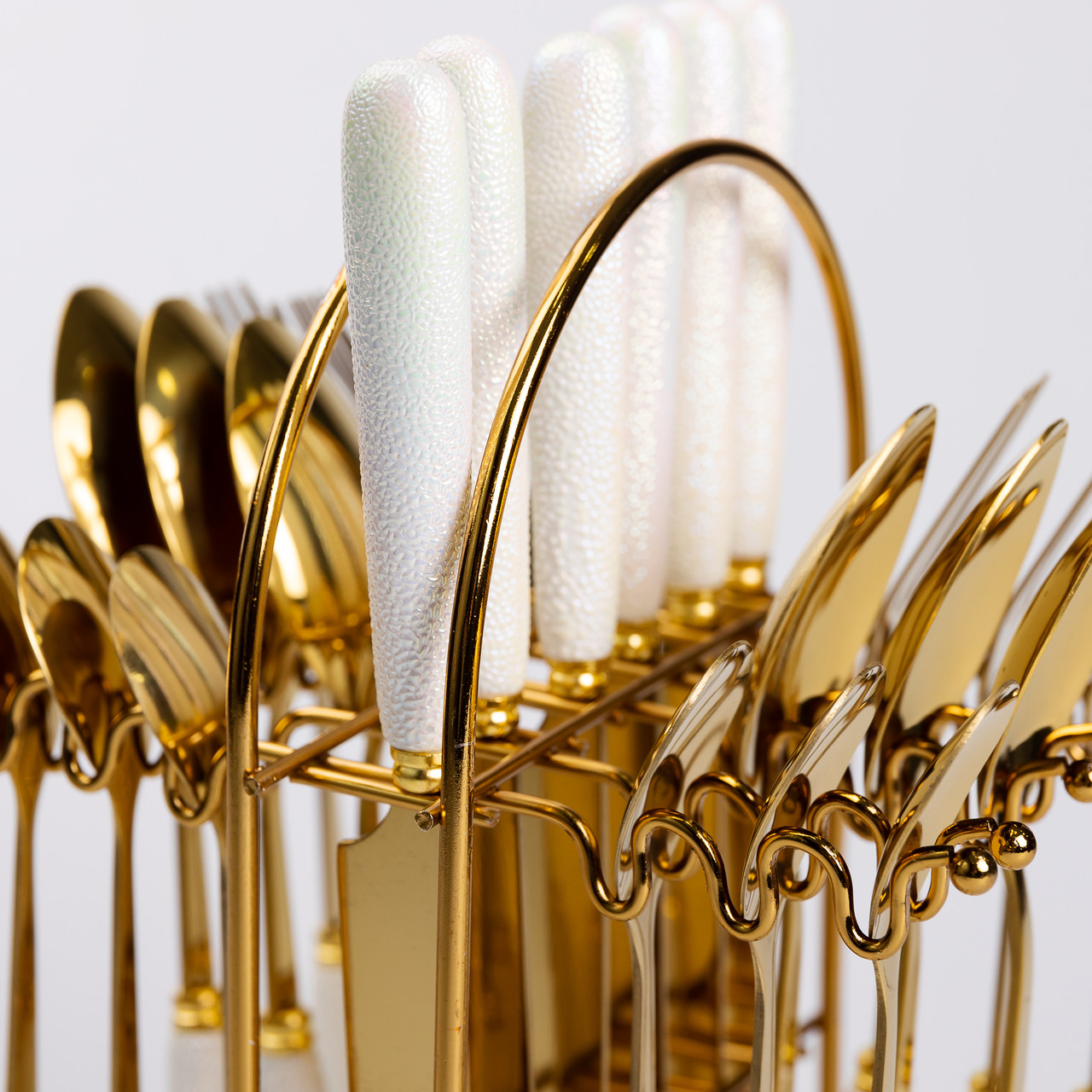 Набір столових приборів на підставці 24 предмети столовий набір на 6 персон Білий