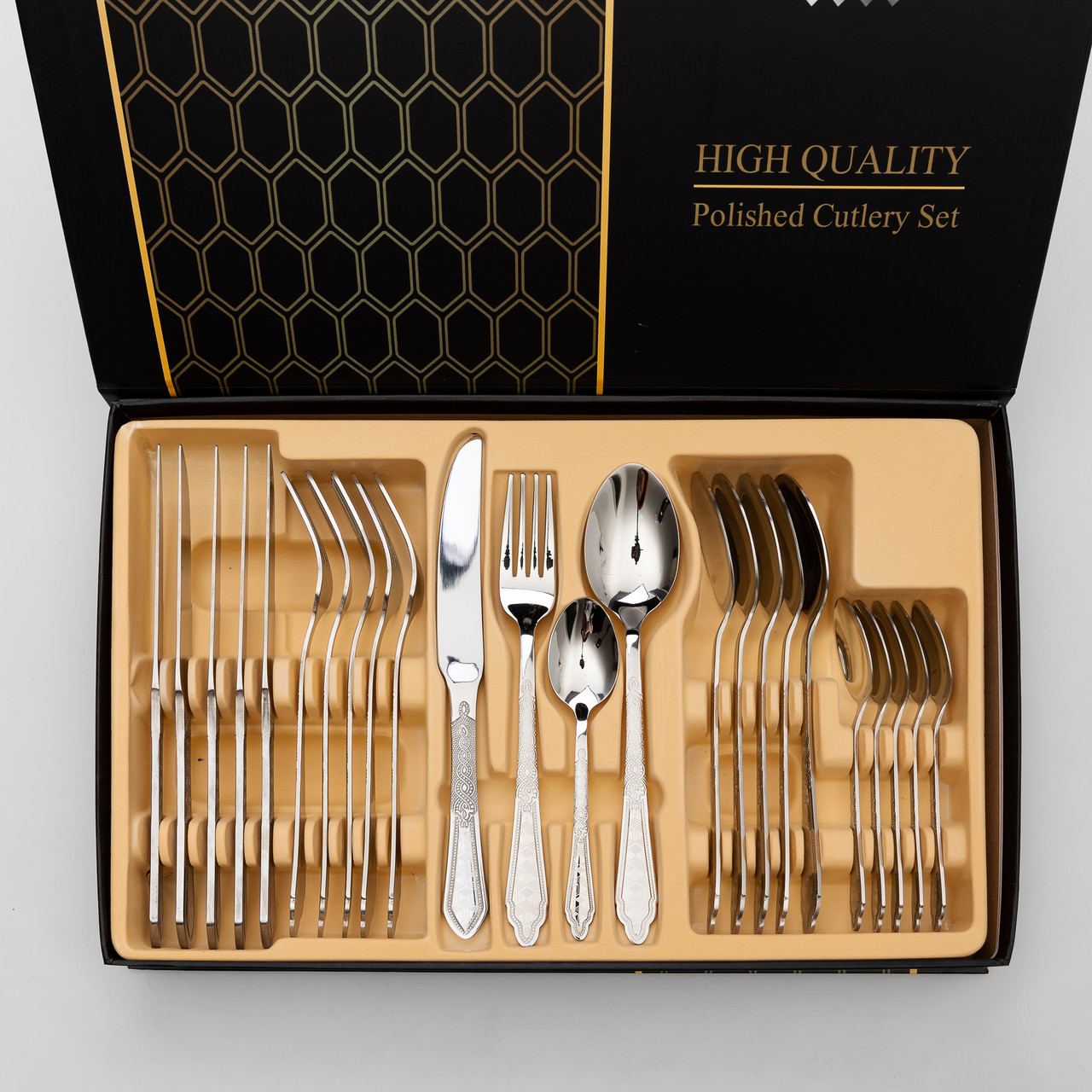 Набір столових приборів золото на 6 персон комплект столових приборів 24 предмети Срібло