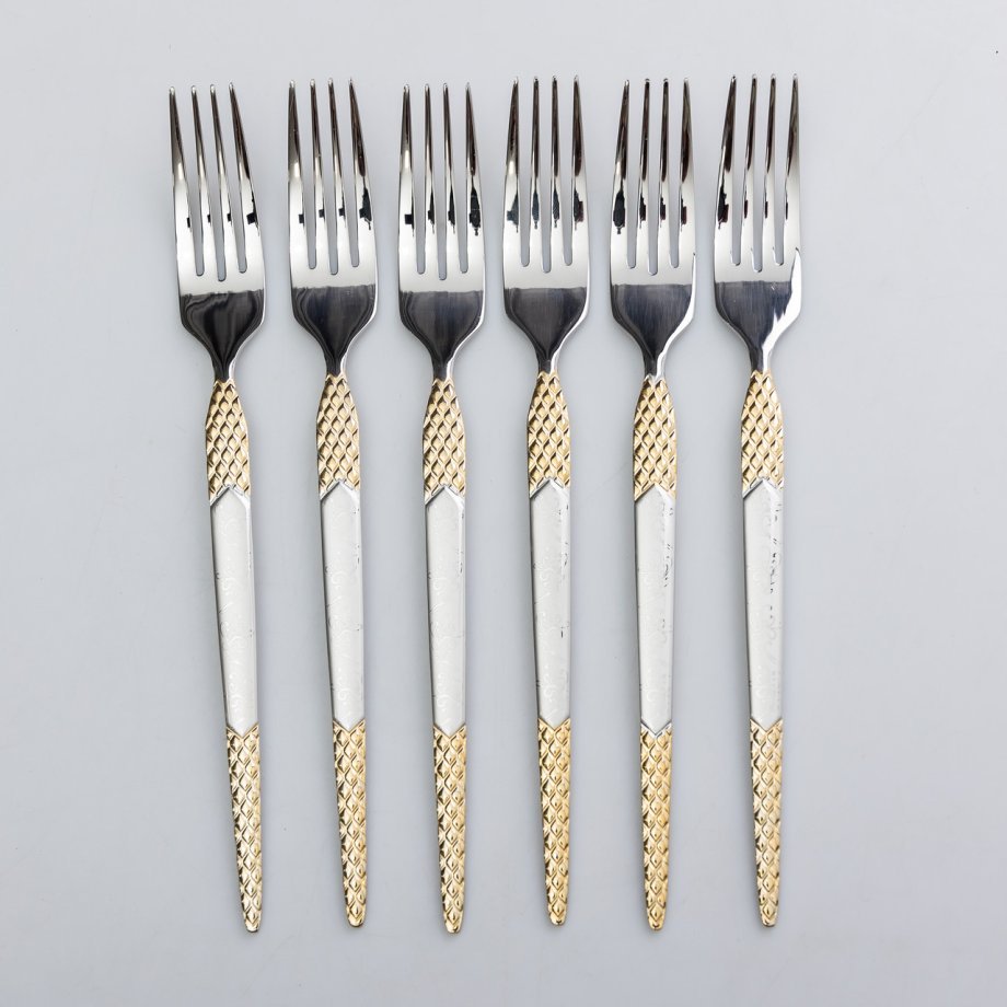 Набір столових виделок 6 штук виделка з нержавіючої сталі 21 см Срібло з золотом