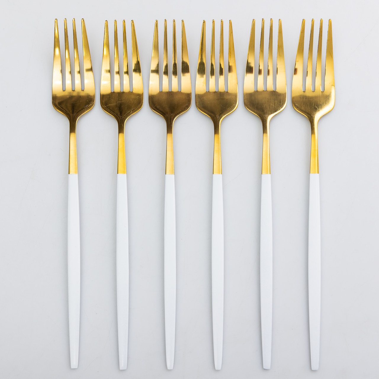 Набір столових виделок 6 штук виделки кухонні з нержавіючої сталі 21.5 см Білий із золотом