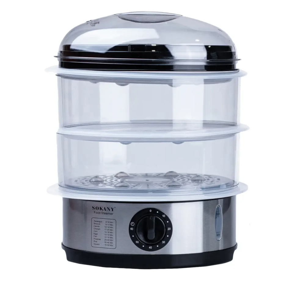 Пароварка електрична трирівнева 650 Вт 11 л з таймером і захистом від перегріву Sokany