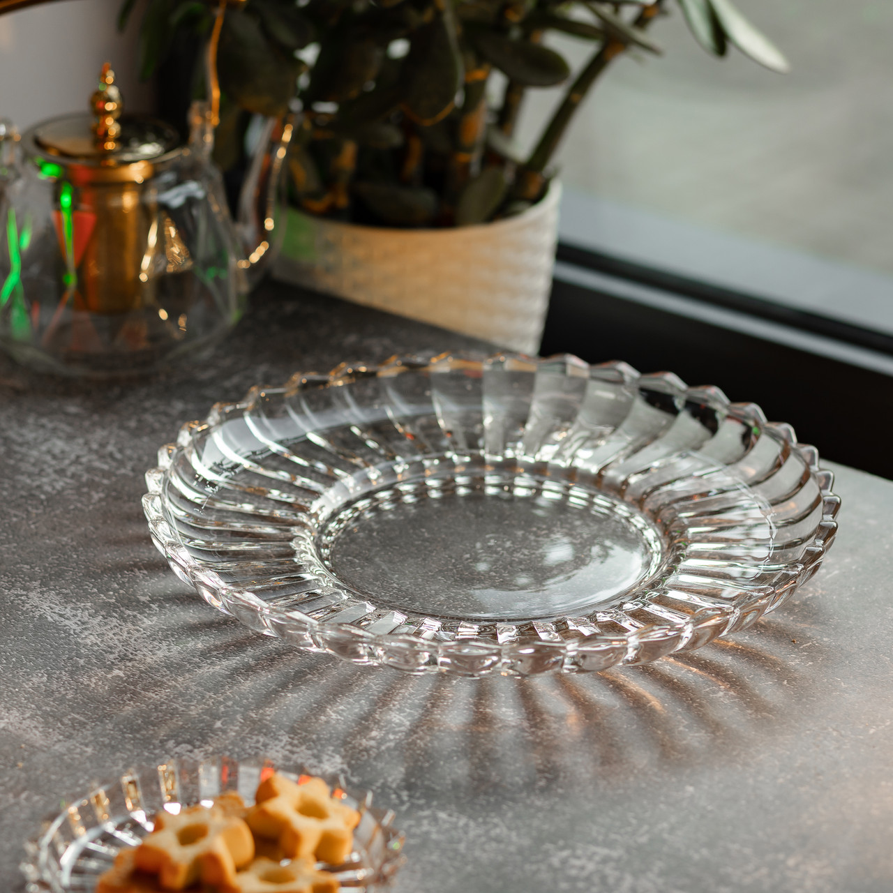 Сервірувальне блюдо Ø 28 см прозоре кругле для дому та кафе