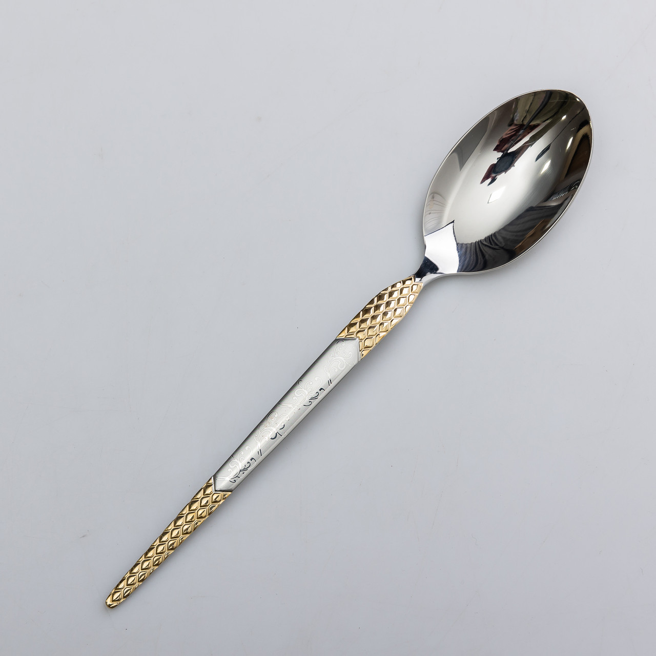 Набір столових ложок 6 штук з нержавіючої сталі ложки столові 21 см Срібло з золотом