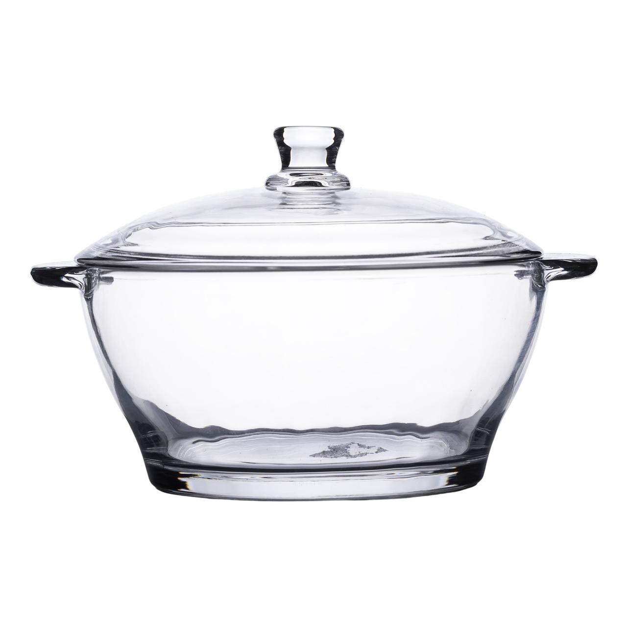 Супниця з кришкою Ø 15.5 см каструля бульйонниця скляна 1 л