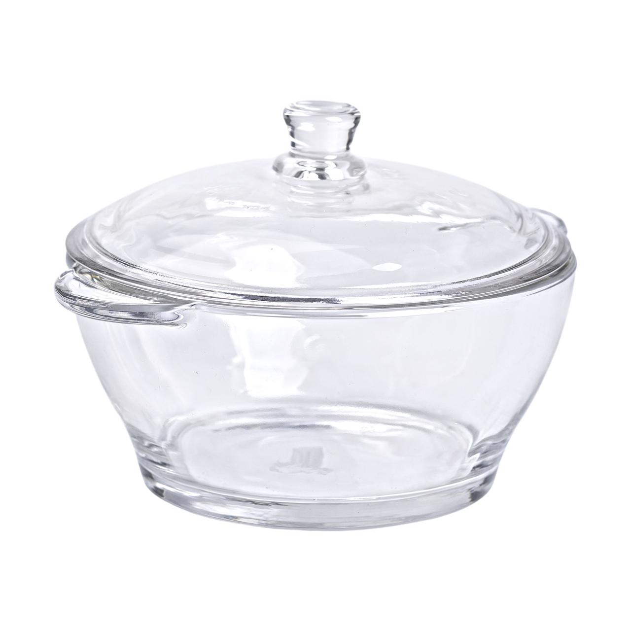 Супниця з кришкою Ø 15.5 см каструля бульйонниця скляна 1 л