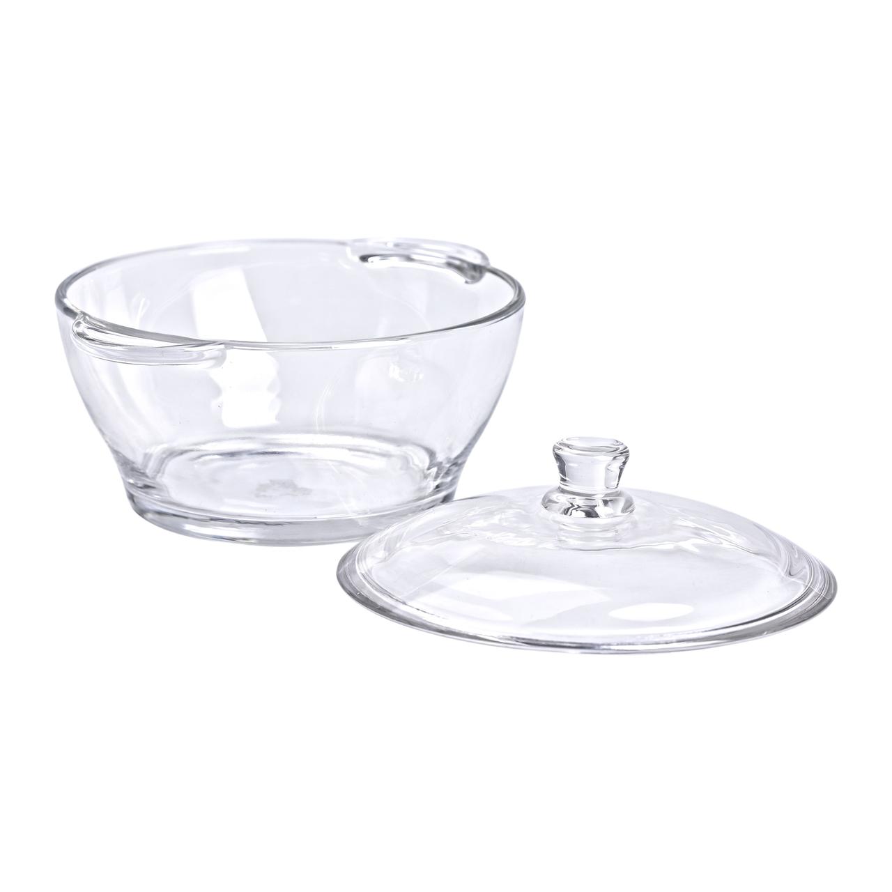 Супниця з кришкою Ø 15.5 см каструля бульйонниця скляна 1 л