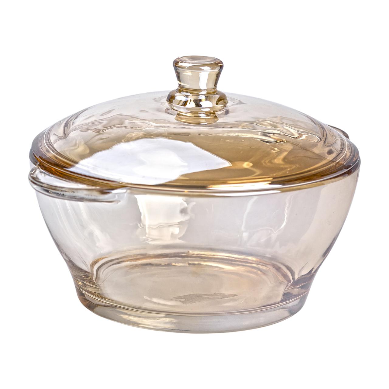 Супниця із кришкою скляна Ø 15.5 см бульйонниця 1 л для гарячих страв