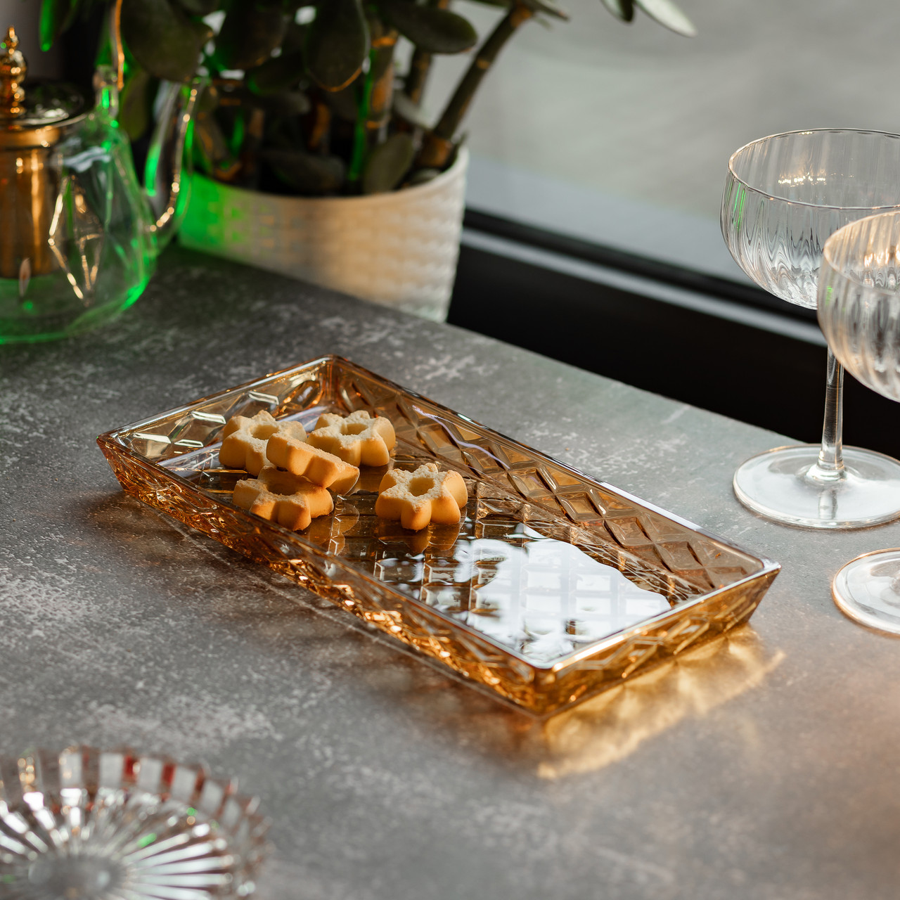 Блюдо для закусок скляне 27,5*13,5*2,5 см квадратне