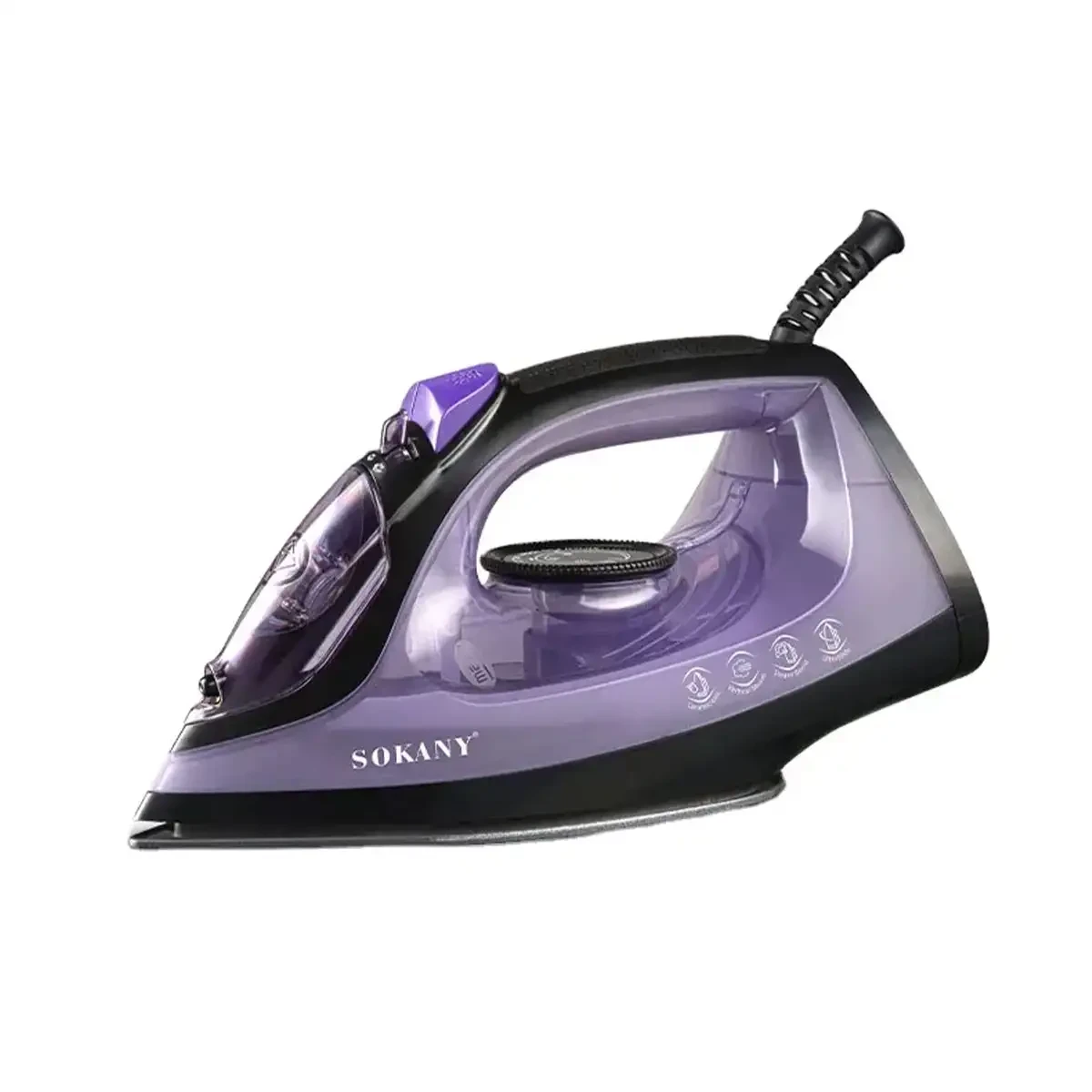 Праска з парою для дому з керамічним покриттям 1800 Вт ручна побутова з автовідключенням Фіолетовий Sokany