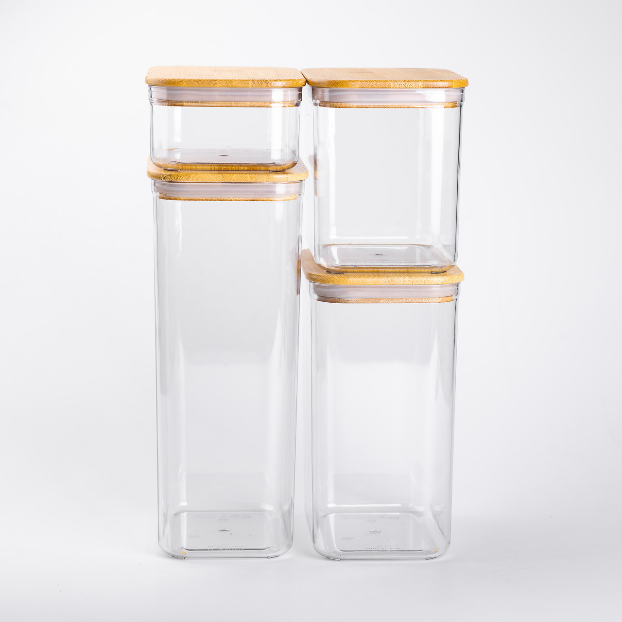 Банки для сипучих продуктів набір із 4 шт пластикові з бамбуковими кришками