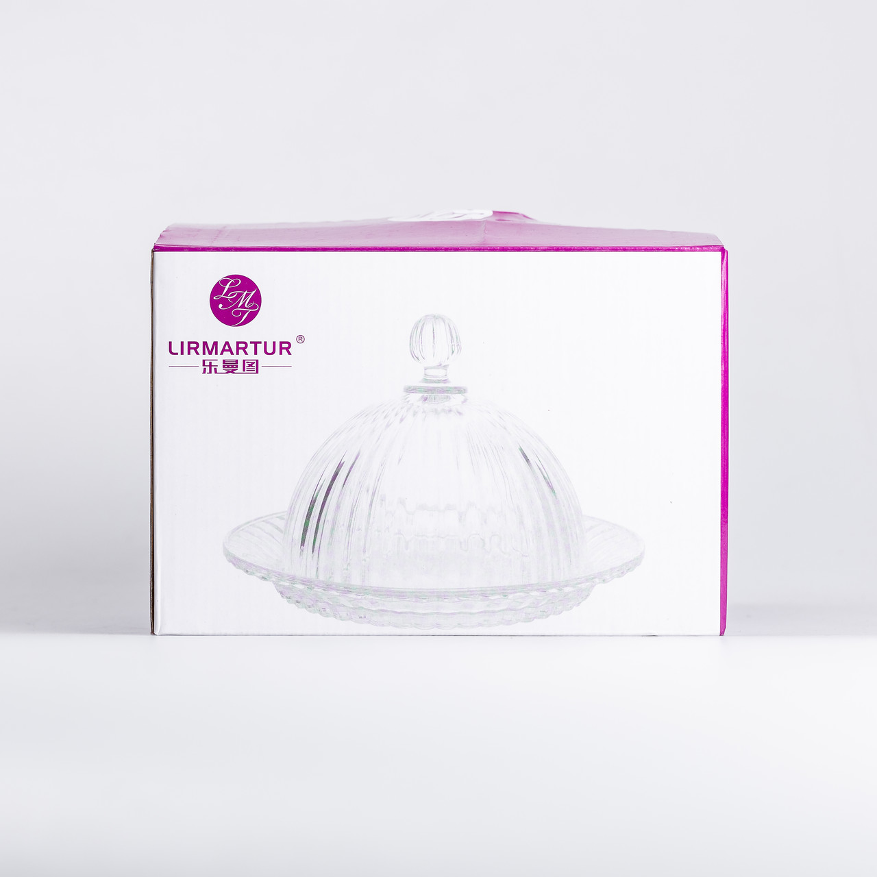 Блюдо сервірувальне з кришкою Ø 20 см скляне прозоре для десертів, випічки, фруктів