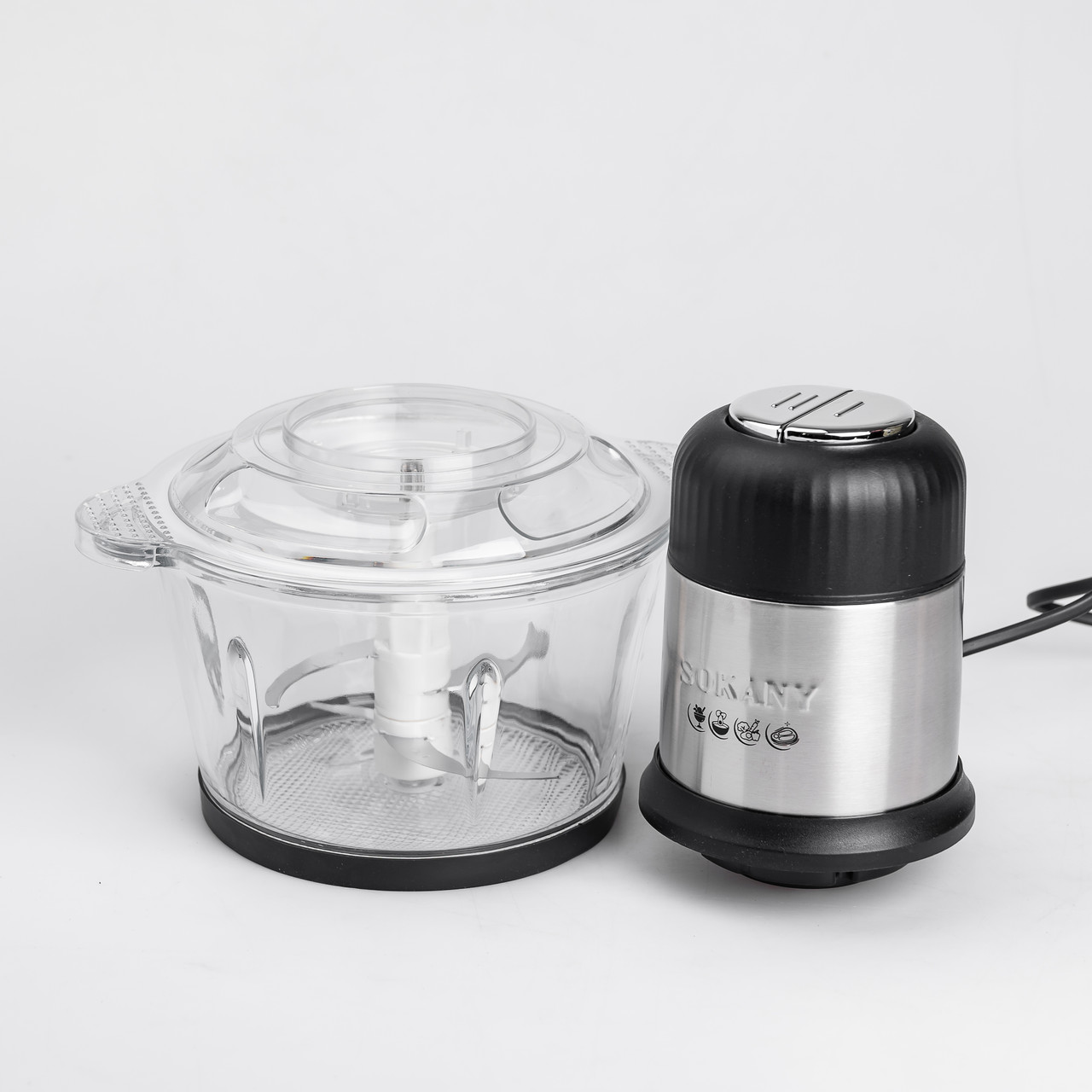 Чопер подрібнювач 800 Вт 4 леза з чашею на 2 літри м'ясорубка Sokany