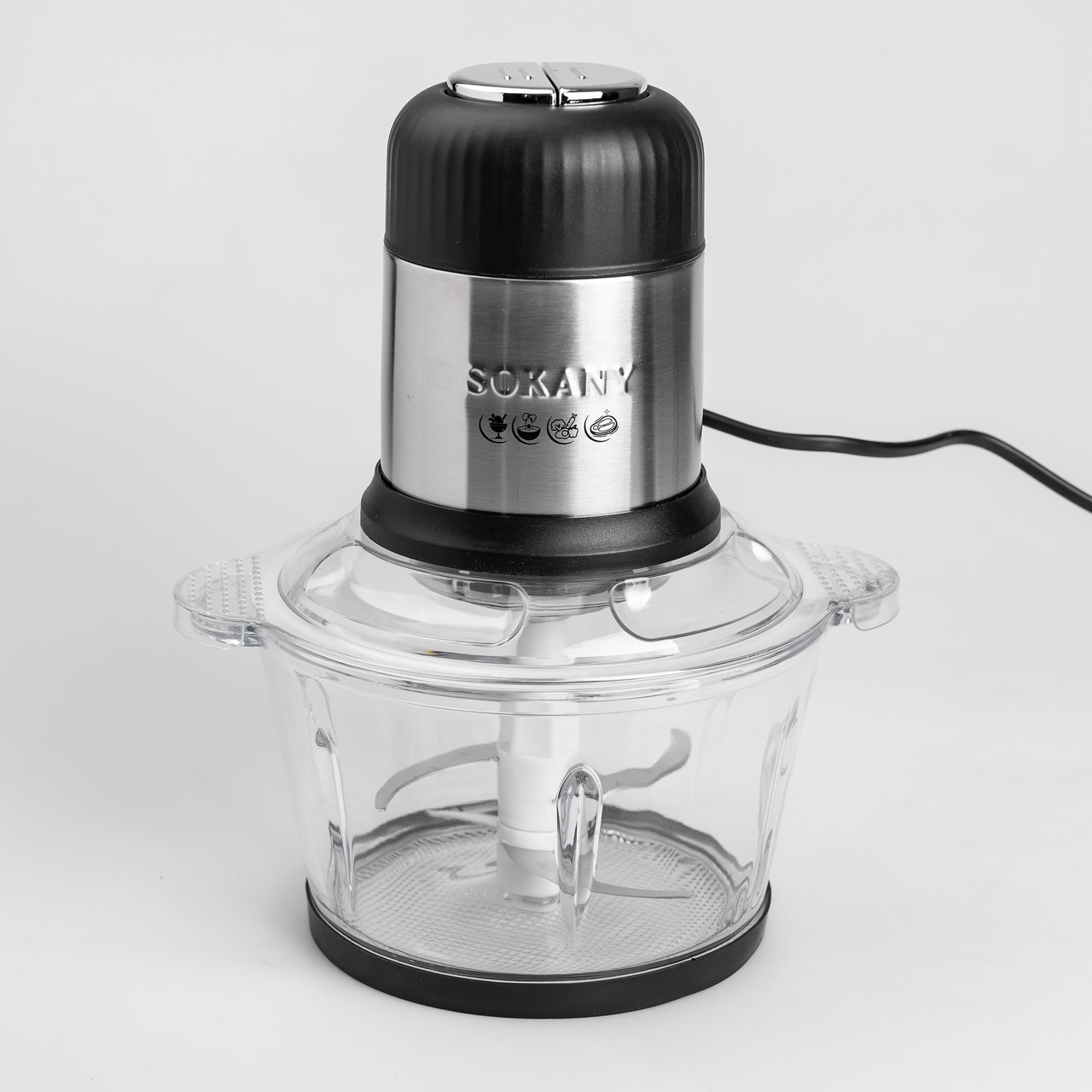 Чопер подрібнювач 800 Вт 4 леза з чашею на 2 літри м'ясорубка Sokany