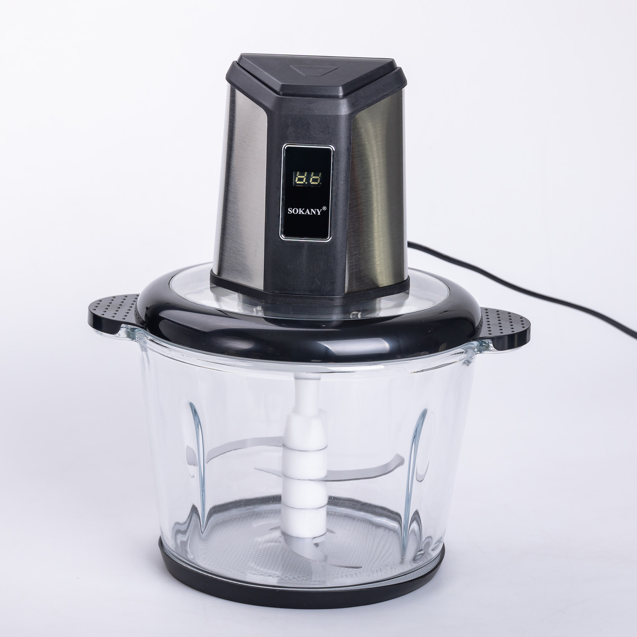 Чопер подрібнювач 800 Вт 4 леза з чашею на 3 літри 2 швидкості м'ясорубка Sokany