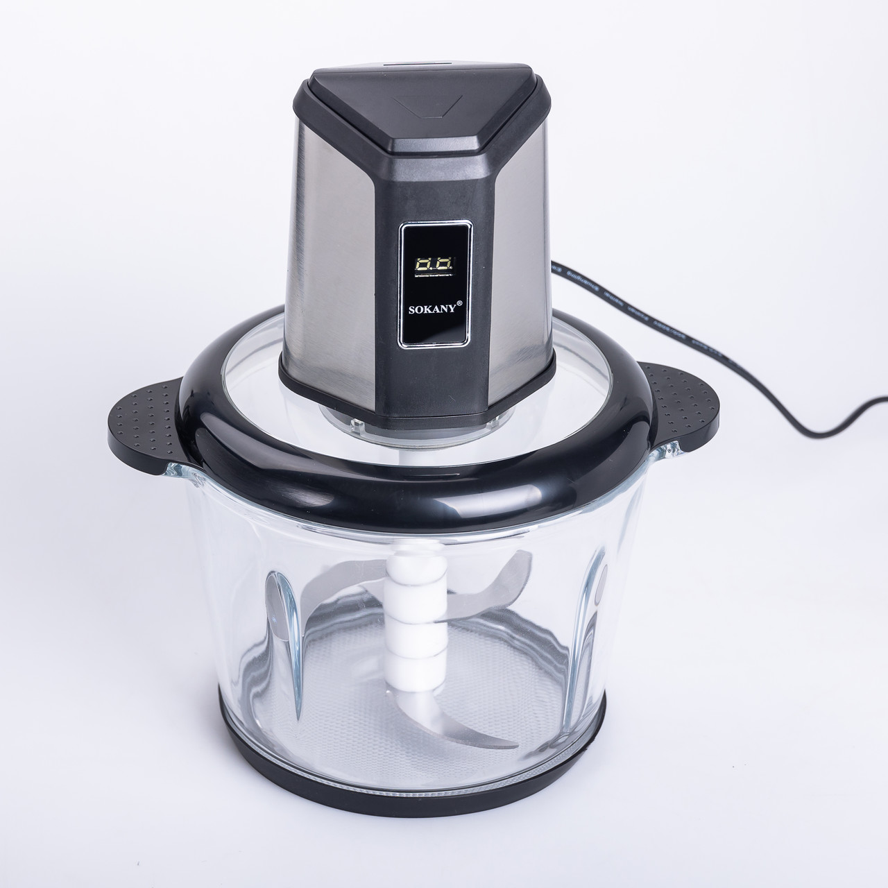 Чопер подрібнювач 800 Вт 4 леза з чашею на 3 літри 2 швидкості м'ясорубка Sokany