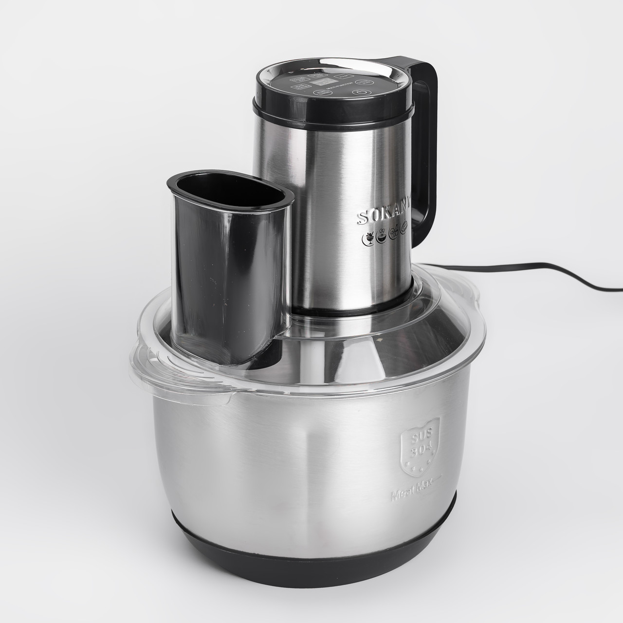 Чопер подрібнювач кухонний електричний 800 Вт з чашею на 5.5 літра м&apos;ясорубка Sokany