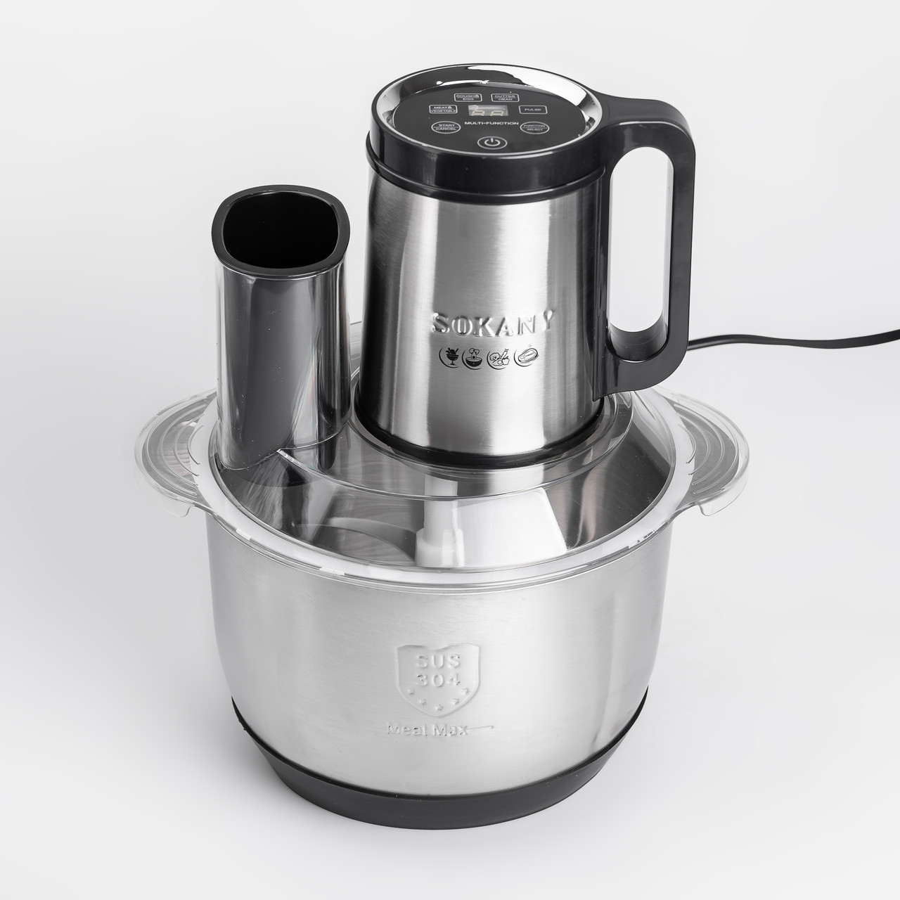 Чопер подрібнювач кухонний електричний 800 Вт з чашею на 5.5 літра м&apos;ясорубка Sokany