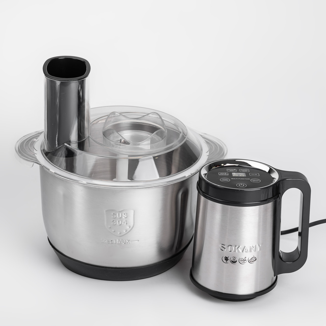 Чопер подрібнювач кухонний електричний 800 Вт з чашею на 5.5 літра м&apos;ясорубка Sokany