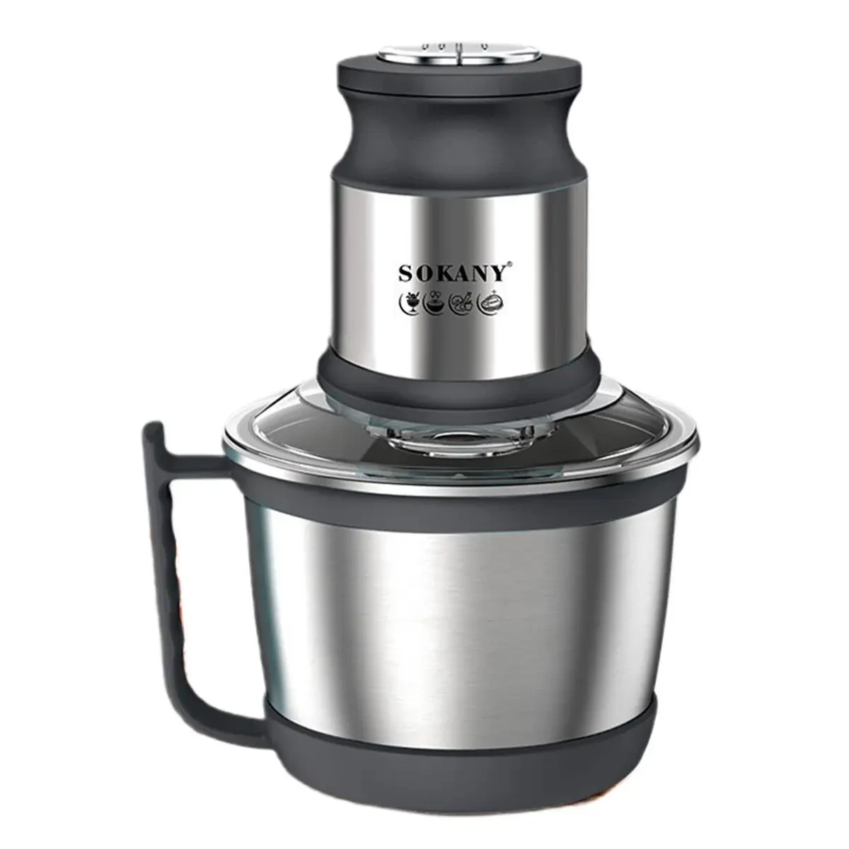 Чопер подрібнювач з чашею 3 літри 4 леза нержавіюча сталь овочерізка Sokany