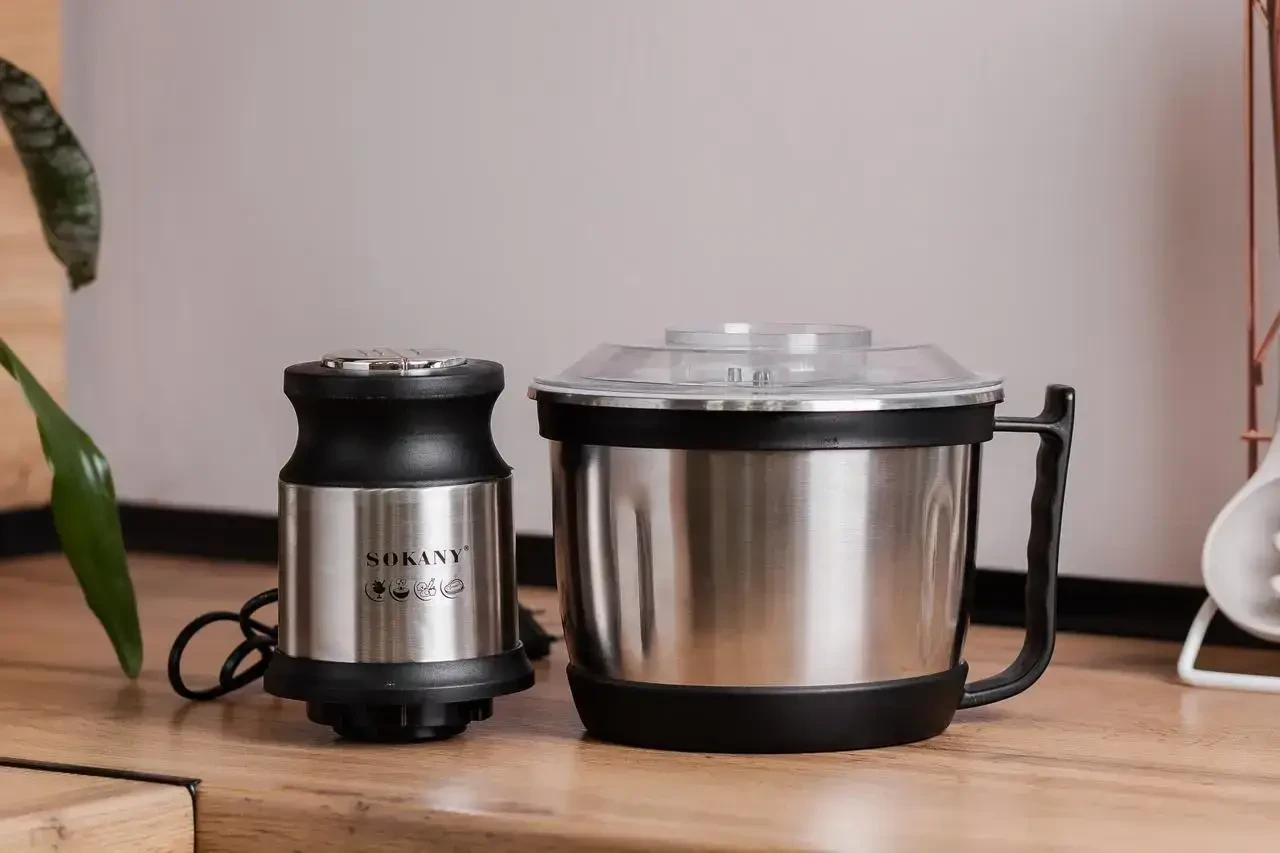 Чопер подрібнювач з чашею 3 літри 4 леза нержавіюча сталь овочерізка Sokany