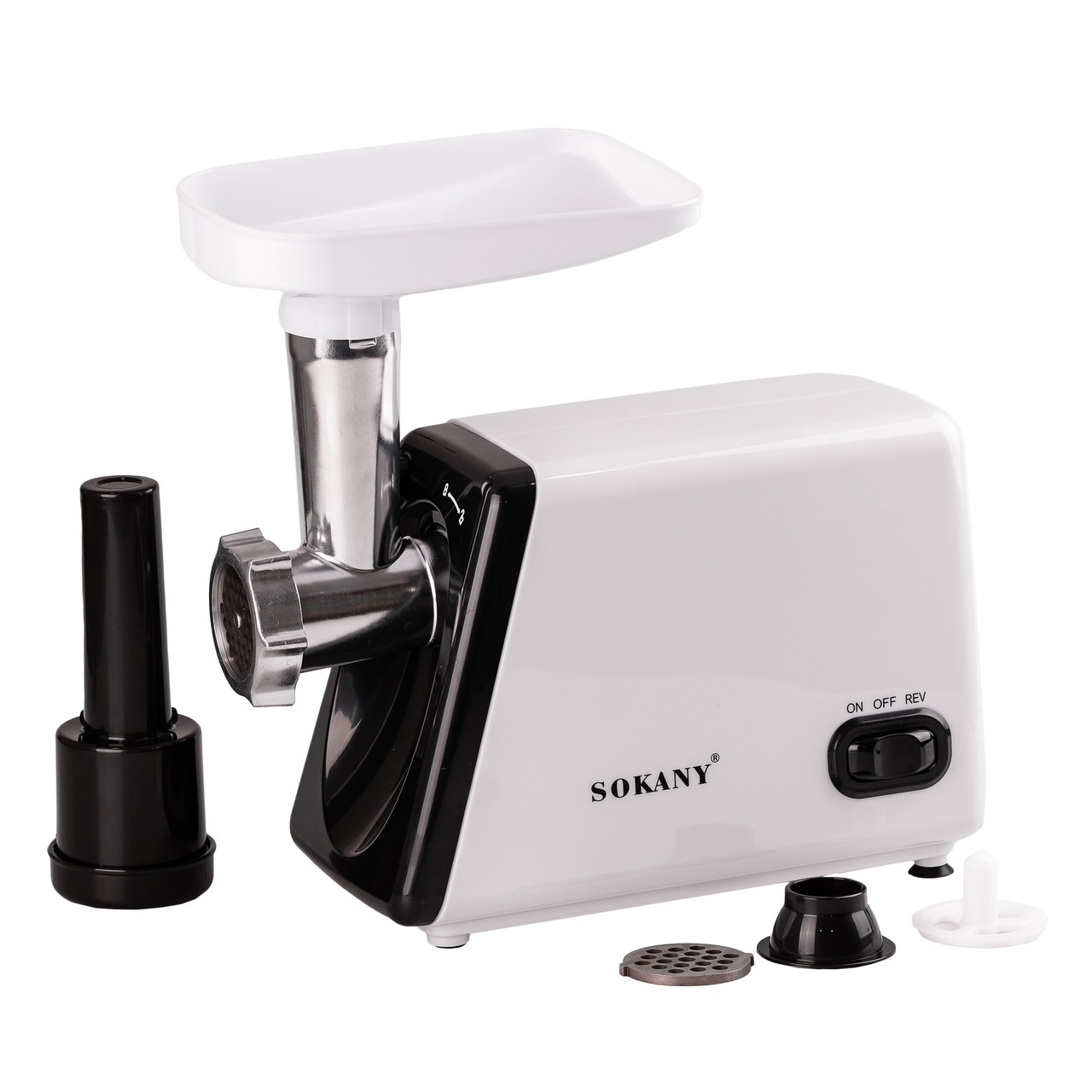 Електрична м&apos;ясорубка для фаршу Sokany електром&apos;ясорубка для дому потужна 2500 Вт з насадками Біла