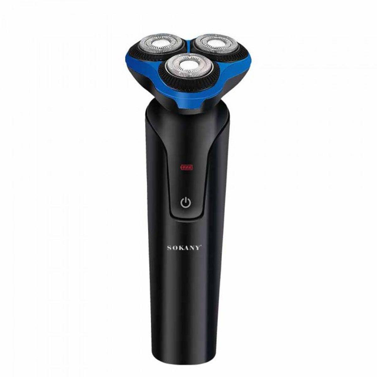 Електробритва 5 Вт 800 mAh бритва електрична бездротова з 3 голівками для гоління Синя Sokany