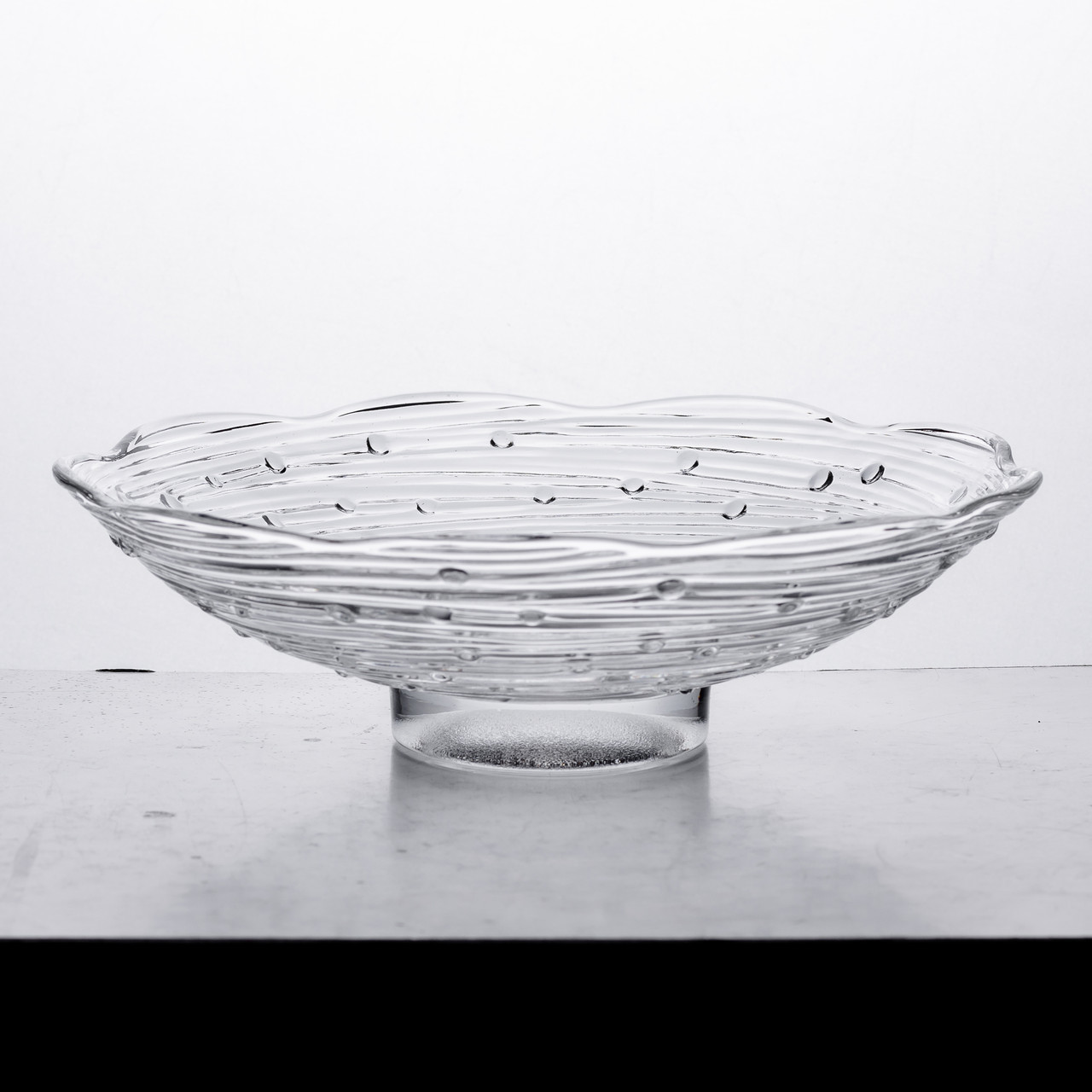 Фруктовниця скляна Ø23 ваза для фруктів Листя лотоса