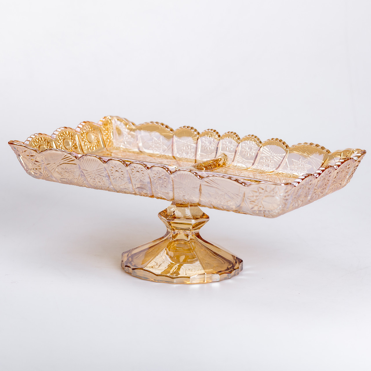 Фруктовниця скляна на ніжці 29х16.5х11 см прямокутна ваза для фруктів