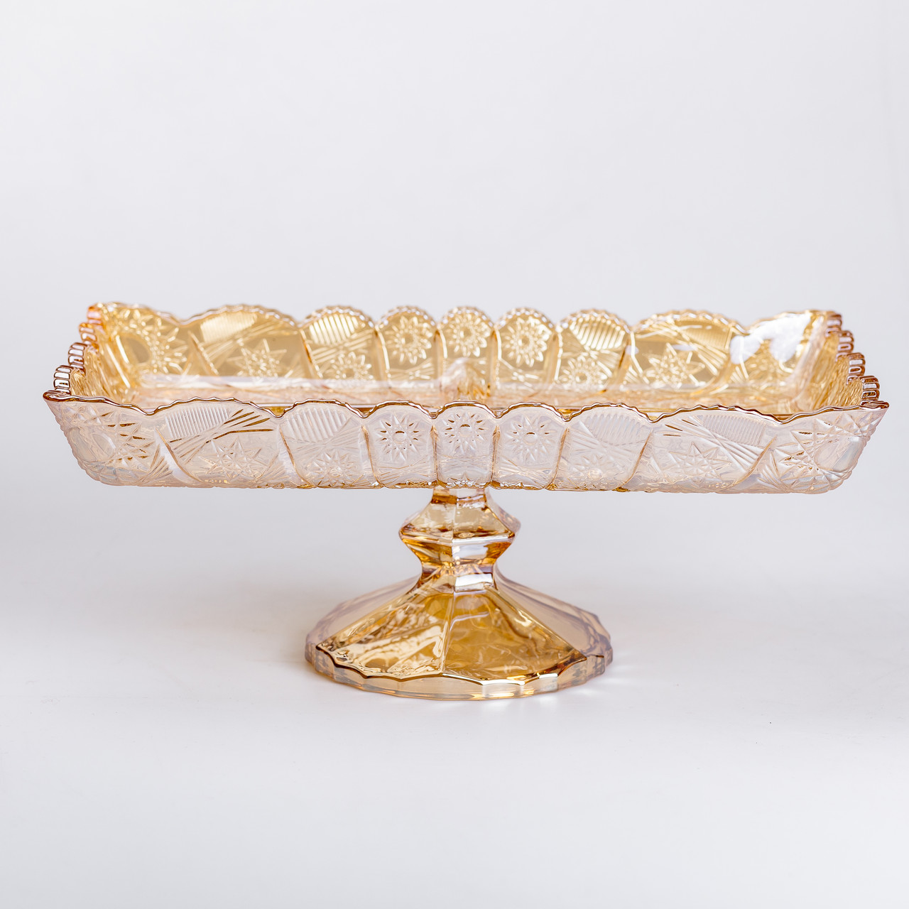 Фруктовниця скляна на ніжці 29х16.5х11 см прямокутна ваза для фруктів