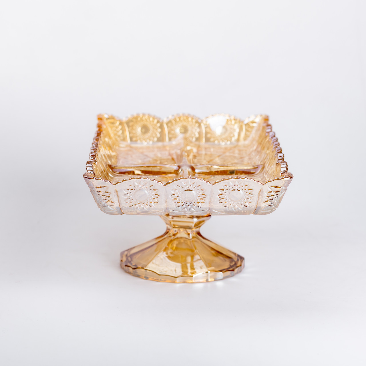 Фруктовниця скляна на ніжці 29х16.5х11 см прямокутна ваза для фруктів