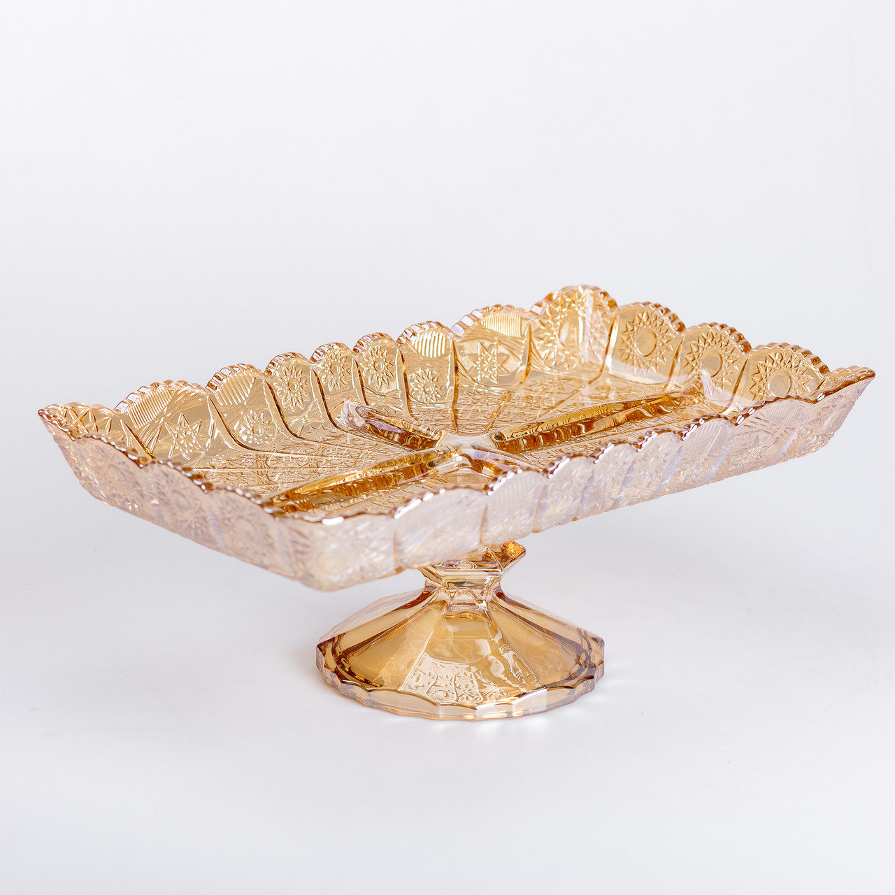 Фруктовниця скляна на ніжці 29х16.5х11 см прямокутна ваза для фруктів