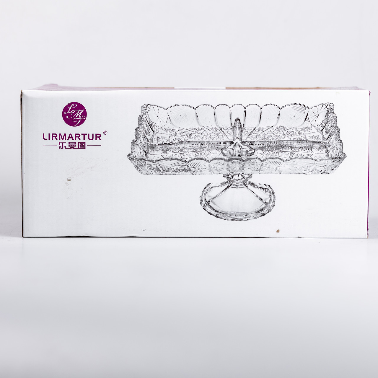 Фруктовниця скляна на ніжці 29х16.5х11 см прямокутна ваза для фруктів