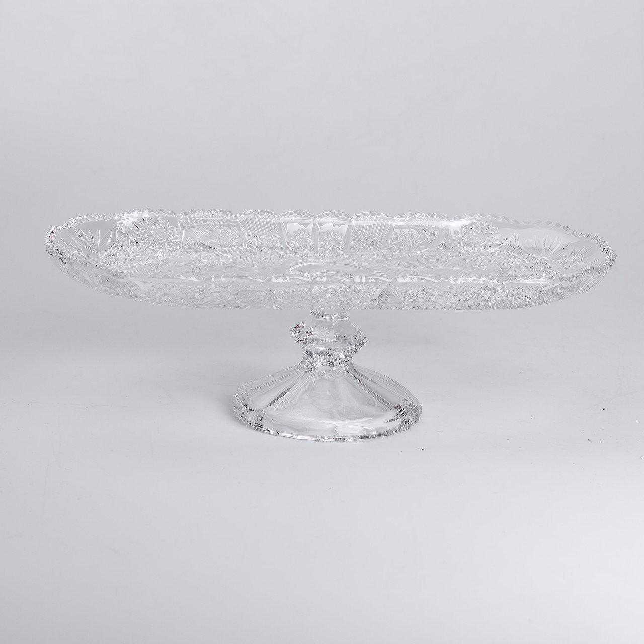 Фруктовниця скляна на ніжці 33.5х15х10 см овальна ваза для фруктів